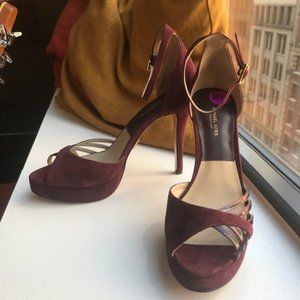 NEW! MICHAEL KORS COLLECTION Suede Burgundy Heels
